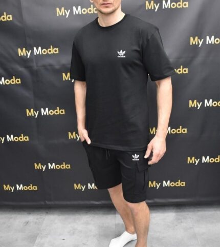 Męski komplet Adidas – czarny T-shirt + szorty